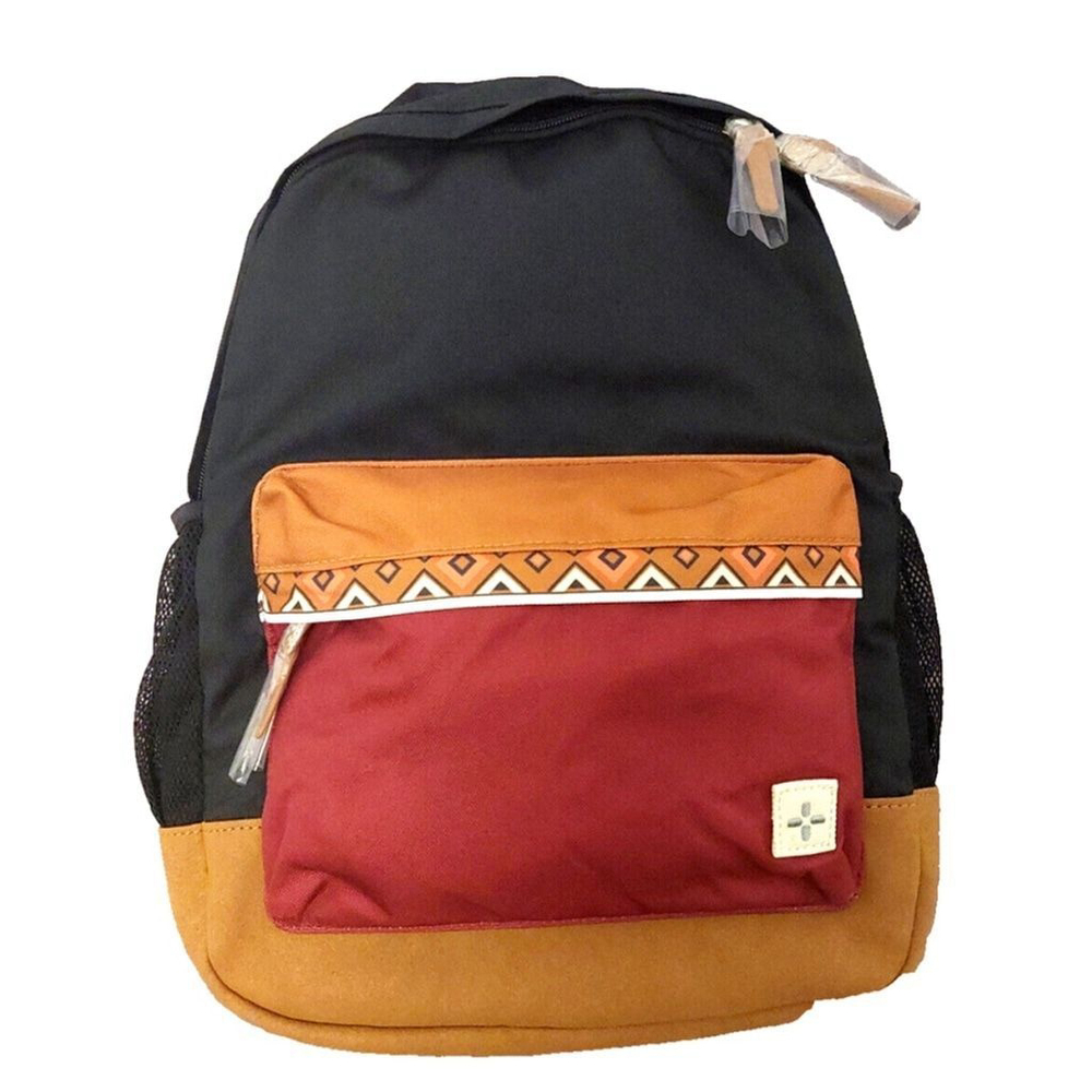 Sun Stone Mens Colorblock Geometric Trim Backpack Rusack Bag NWT
